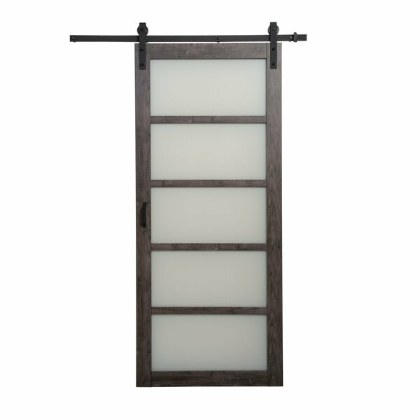 Renin 36 in x 84 in Frosted Glass 5 Lite Design Barn Door with Hardware Kit BD062W01IA5TGE36084